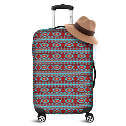 Red And Teal Southwestern Pattern Print Luggage Cover