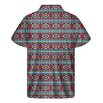 Red And Teal Southwestern Pattern Print Men's Short Sleeve Shirt