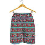 Red And Teal Southwestern Pattern Print Men's Shorts