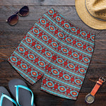 Red And Teal Southwestern Pattern Print Men's Shorts
