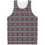 Red And Teal Southwestern Pattern Print Men's Tank Top