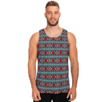 Red And Teal Southwestern Pattern Print Men's Tank Top