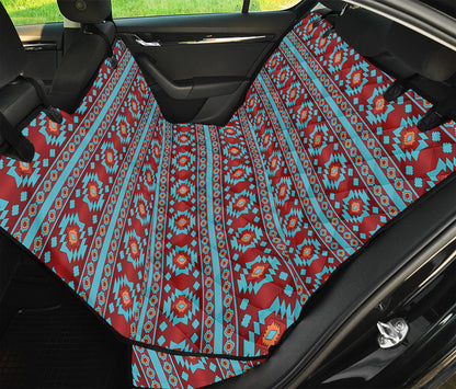 Red And Teal Southwestern Pattern Print Pet Car Back Seat Cover