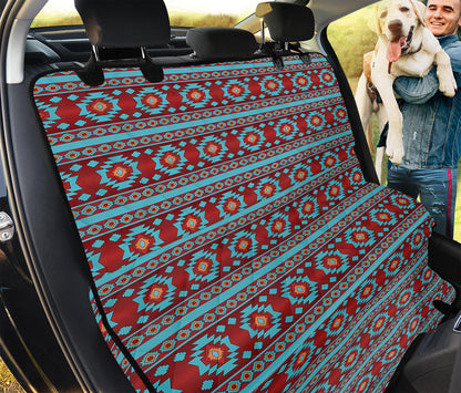 Red And Teal Southwestern Pattern Print Pet Car Back Seat Cover