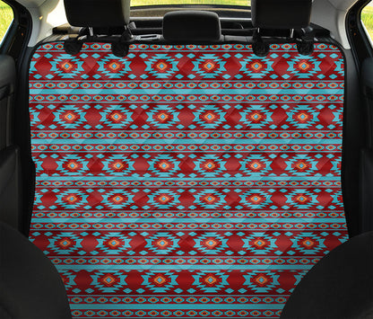 Red And Teal Southwestern Pattern Print Pet Car Back Seat Cover