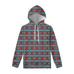Red And Teal Southwestern Pattern Print Pullover Hoodie