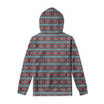 Red And Teal Southwestern Pattern Print Pullover Hoodie
