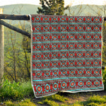 Red And Teal Southwestern Pattern Print Quilt