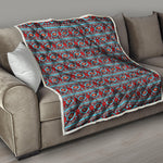 Red And Teal Southwestern Pattern Print Quilt
