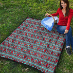 Red And Teal Southwestern Pattern Print Quilt