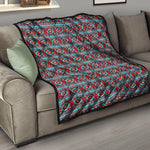Red And Teal Southwestern Pattern Print Quilt