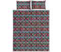 Red And Teal Southwestern Pattern Print Quilt Bed Set