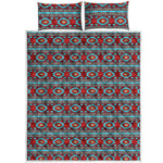 Red And Teal Southwestern Pattern Print Quilt Bed Set