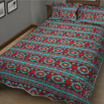 Red And Teal Southwestern Pattern Print Quilt Bed Set
