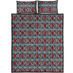 Red And Teal Southwestern Pattern Print Quilt Bed Set