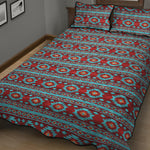 Red And Teal Southwestern Pattern Print Quilt Bed Set