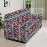 Red And Teal Southwestern Pattern Print Sofa Cover