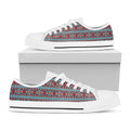 Red And Teal Southwestern Pattern Print White Low Top Sneakers