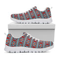 Red And Teal Southwestern Pattern Print White Running Shoes