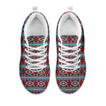 Red And Teal Southwestern Pattern Print White Sneakers