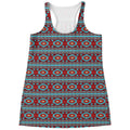 Red And Teal Southwestern Pattern Print Women's Racerback Tank Top