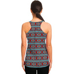 Red And Teal Southwestern Pattern Print Women's Racerback Tank Top