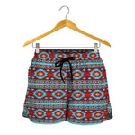 Red And Teal Southwestern Pattern Print Women's Shorts