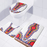Red And White African Dashiki Print 3 Piece Bath Mat Set