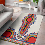 Red And White African Dashiki Print Area Rug