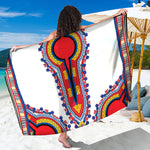 Red And White African Dashiki Print Beach Sarong Wrap