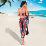 Red And White African Dashiki Print Beach Sarong Wrap