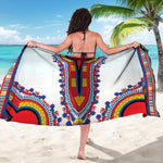 Red And White African Dashiki Print Beach Sarong Wrap