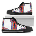 Red And White African Dashiki Print Black High Top Sneakers