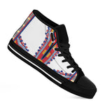Red And White African Dashiki Print Black High Top Shoes
