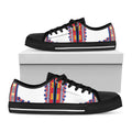 Red And White African Dashiki Print Black Low Top Sneakers