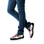 Red And White African Dashiki Print Black Slip On Shoes