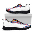 Red And White African Dashiki Print Black Running Shoes