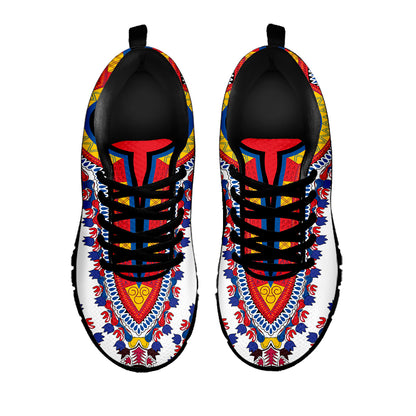 Red And White African Dashiki Print Black Sneakers