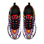 Red And White African Dashiki Print Black Sneakers