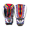 Red And White African Dashiki Print Boxing Gloves
