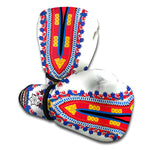 Red And White African Dashiki Print Boxing Gloves