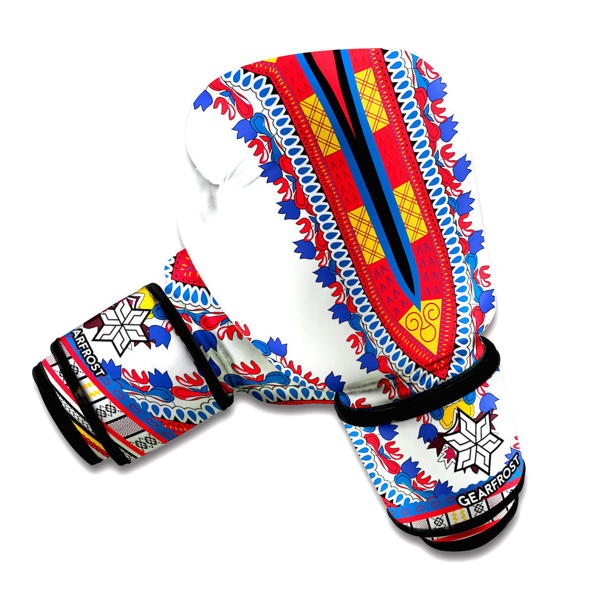 Red And White African Dashiki Print Boxing Gloves