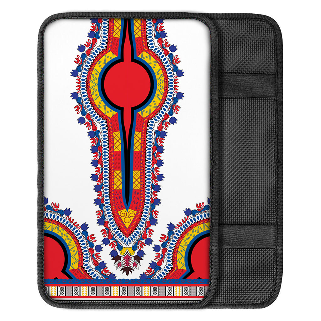 Red And White African Dashiki Print Car Center Console Cover