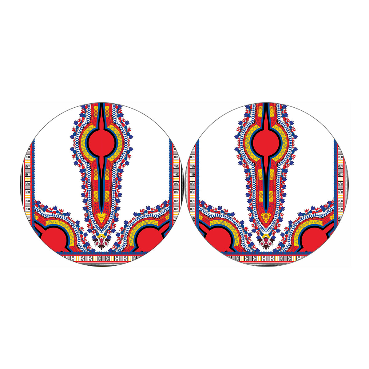 Red And White African Dashiki Print Car Coasters