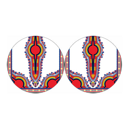 Red And White African Dashiki Print Car Coasters