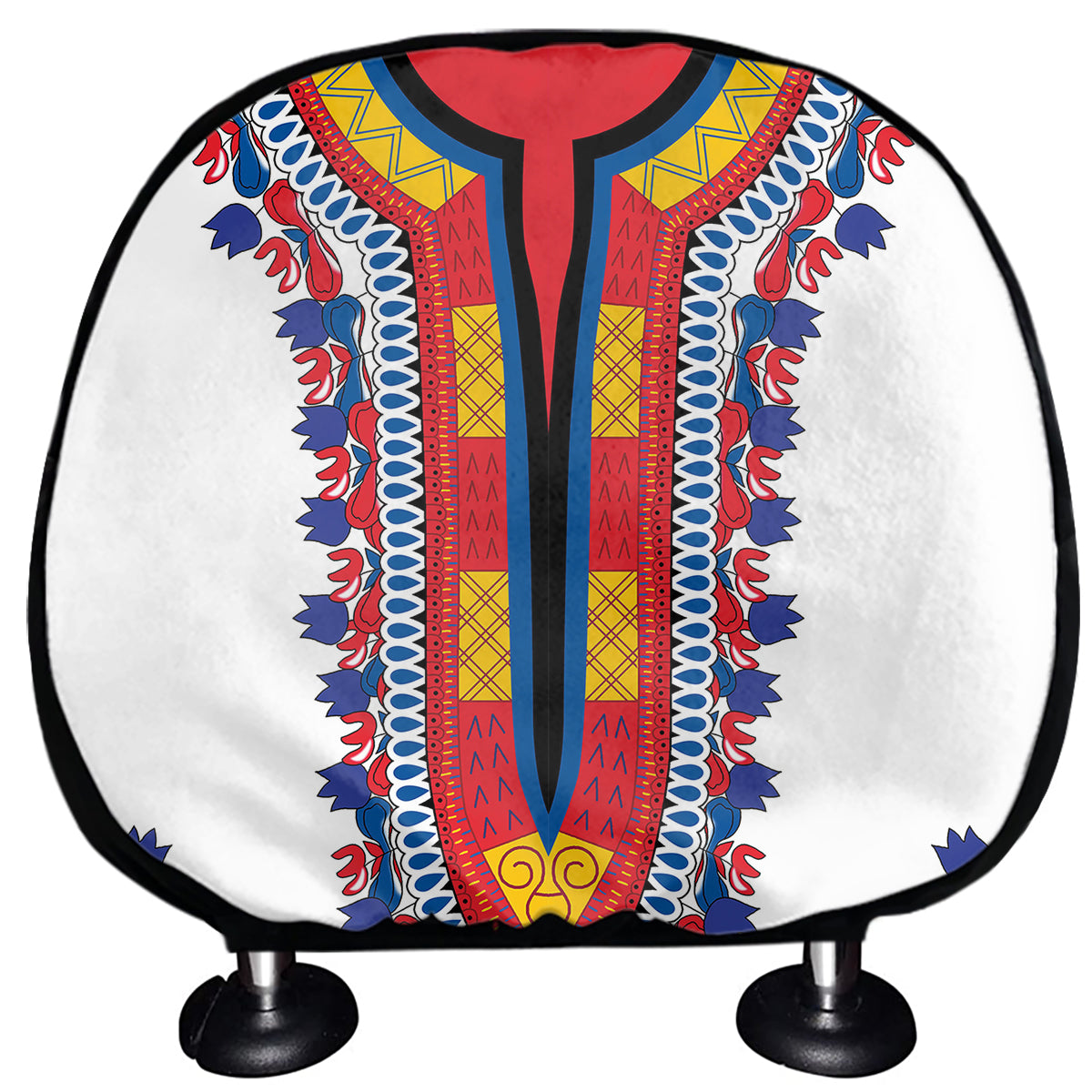 Red And White African Dashiki Print Car Headrest Covers