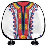 Red And White African Dashiki Print Car Headrest Covers