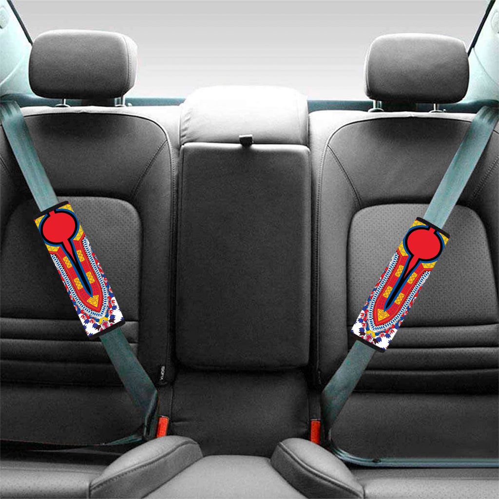 Red And White African Dashiki Print Car Seat Belt Covers