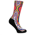 Red And White African Dashiki Print Crew Socks