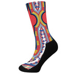 Red And White African Dashiki Print Crew Socks